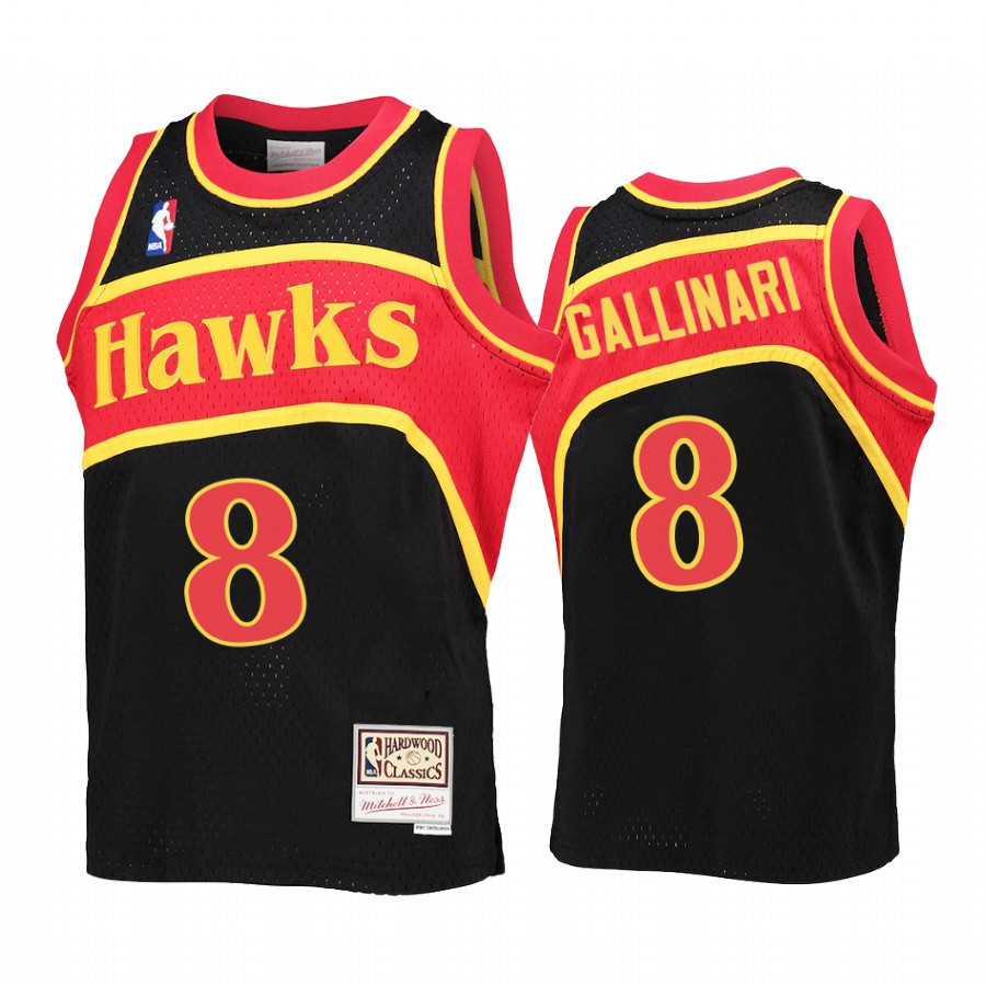Youth Danilo Gallinari 8 Atlanta Hawks Black Reload Basketball Jersey Throwback - JS411 