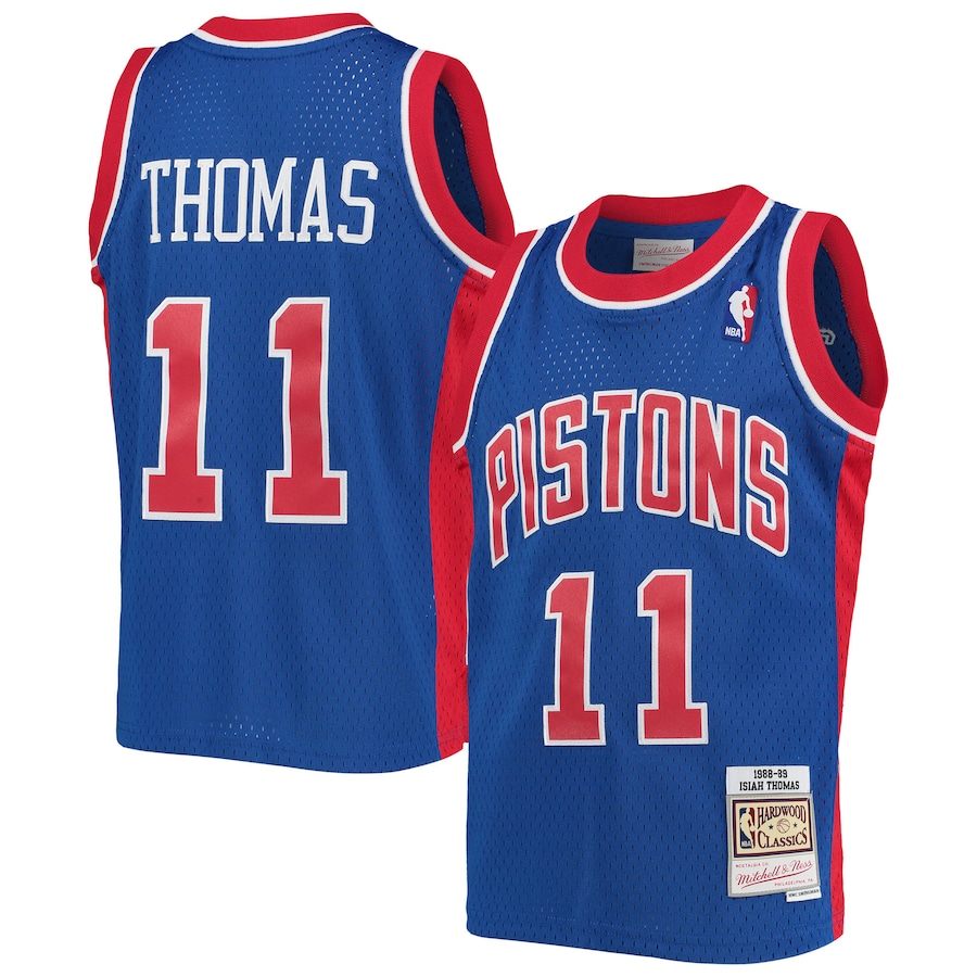 Youth Detroit Pistons Isaiah Thomas Mitchell & Ness Blue 1988-89 Hardwood Classics Swingman Basketball Jersey 