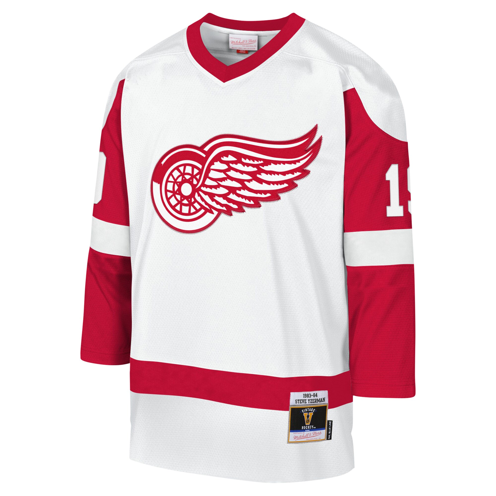 Alternative view of Youth Detroit Red Wings Steve Yzerman Mitchell & Ness White 1983-84 Blue Line Player Hockey Jersey - JS327 