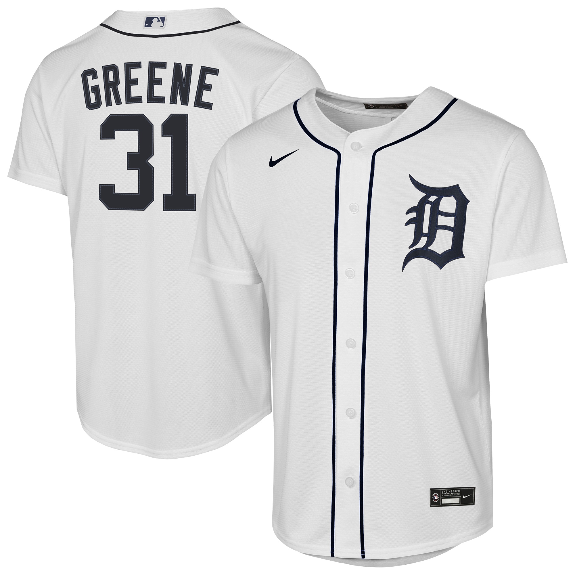 Youth Detroit Tigers Riley Greene White Home Player Jersey