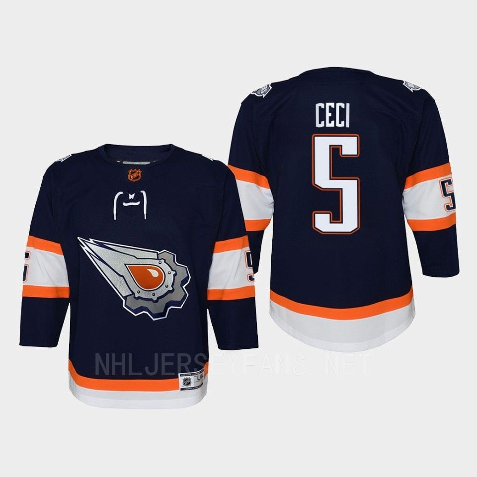 Youth Edmonton Oilers Cody Ceci 5 Special Edition 2.0 Retro Hockey Jersey Navy - JS509 