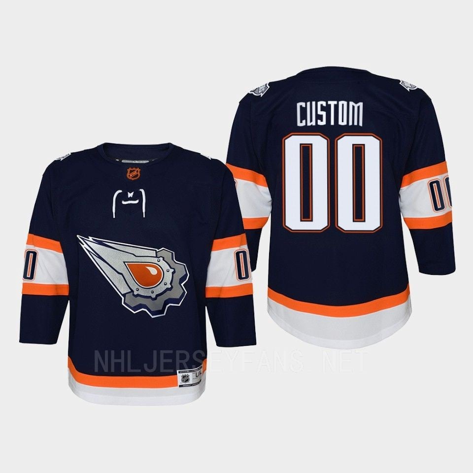 Youth Edmonton Oilers Custom 00 Special Edition 2.0 Retro Hockey Jersey Navy - JS996 