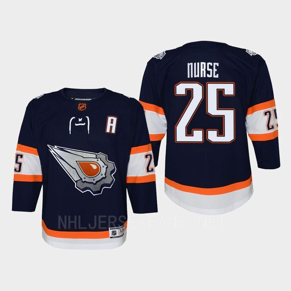 Youth Edmonton Oilers Darnell Nurse 25 Special Edition 2.0 Retro Hockey Jersey Navy - JS802 
