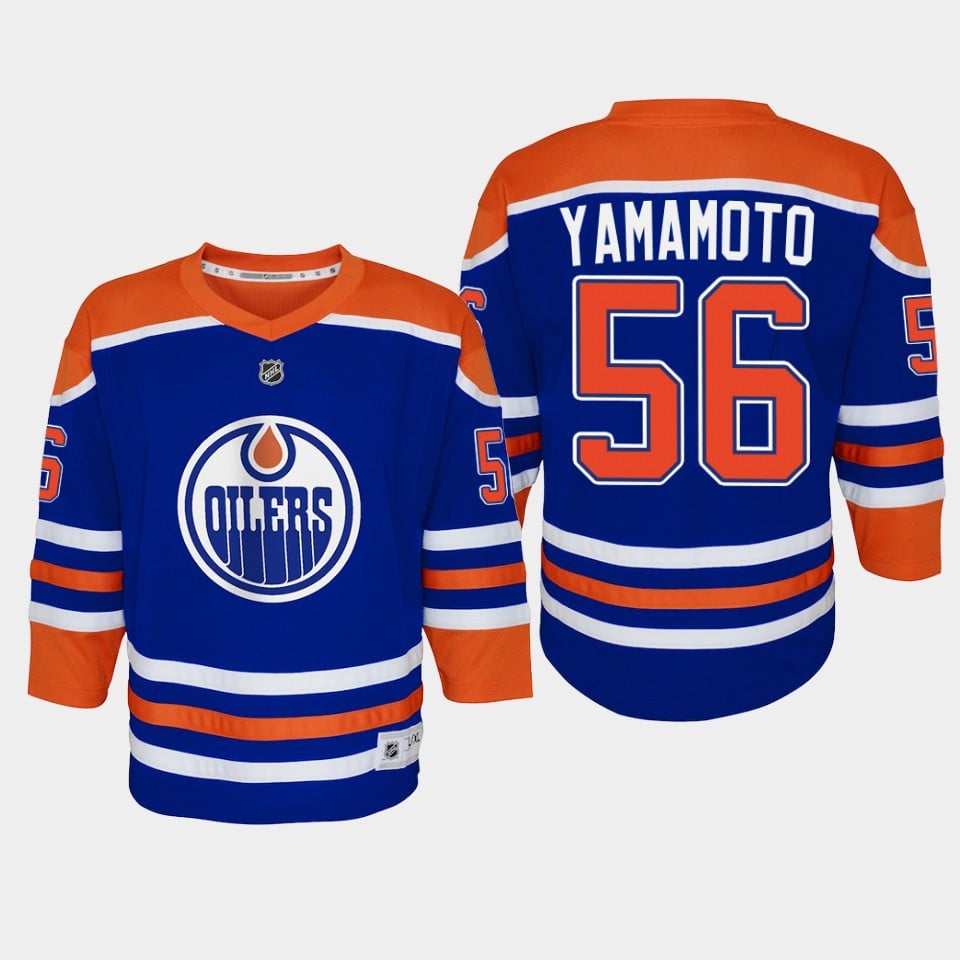 Youth Edmonton Oilers Kailer Yamamoto 56 Home Player 2022-23 Hockey Jersey Royal - JS185 
