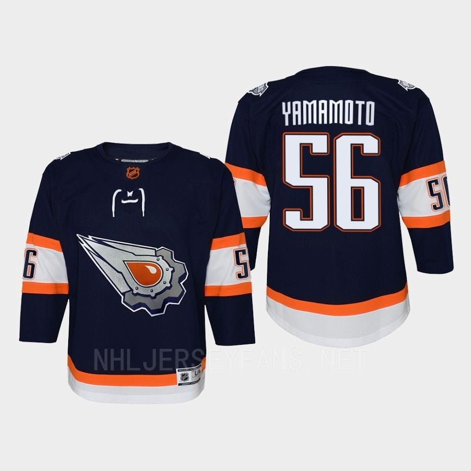 Youth Edmonton Oilers Kailer Yamamoto 56 Special Edition 2.0 Retro Hockey Jersey Navy - JS224 