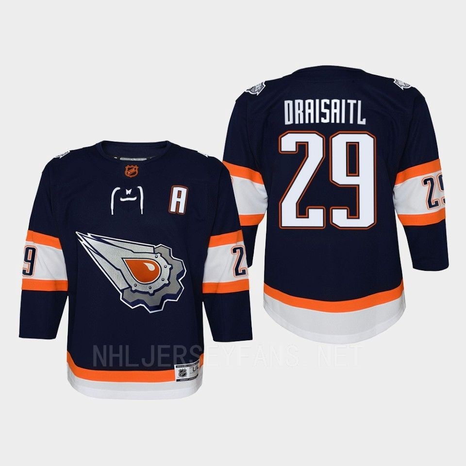 Youth Edmonton Oilers Leon Draisaitl 29 Special Edition 2.0 Retro Hockey Jersey Navy - JS645 
