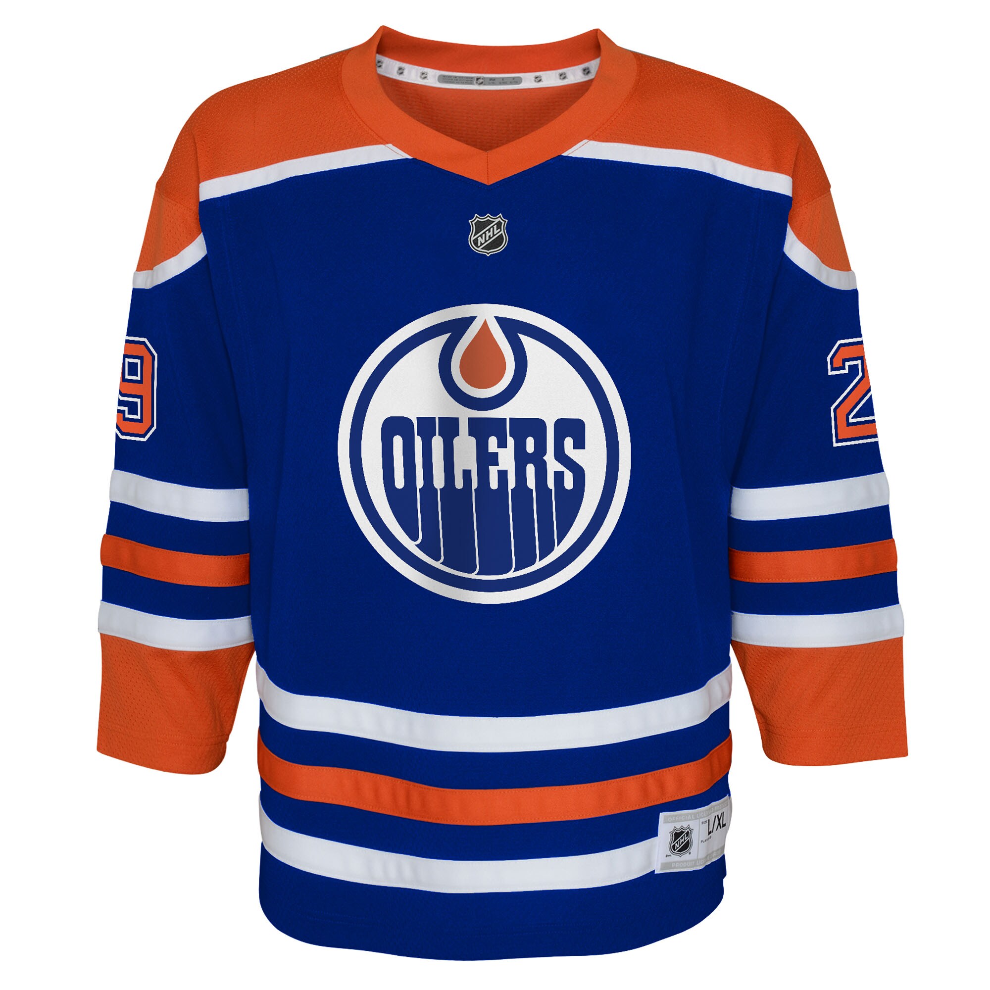 Alternative view of Youth Edmonton Oilers Leon Draisaitl Royal Home Player Hockey Jersey - JS167 