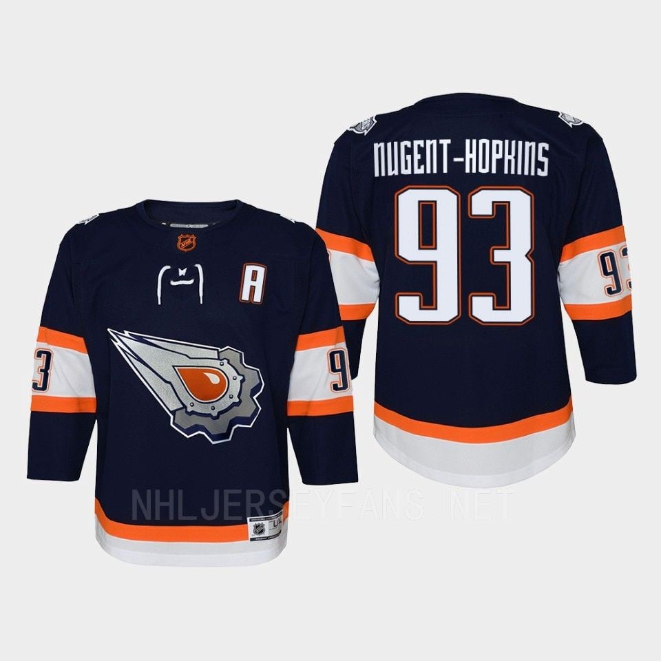 Youth Edmonton Oilers Ryan Nugent-Hopkins 93 Special Edition 2.0 Retro Hockey Jersey Navy - JS701 