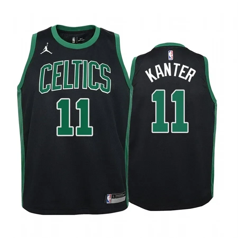 Youth Enes Kanter Boston Celtics Black Statet Basketball Jersey Jumpman - JS325