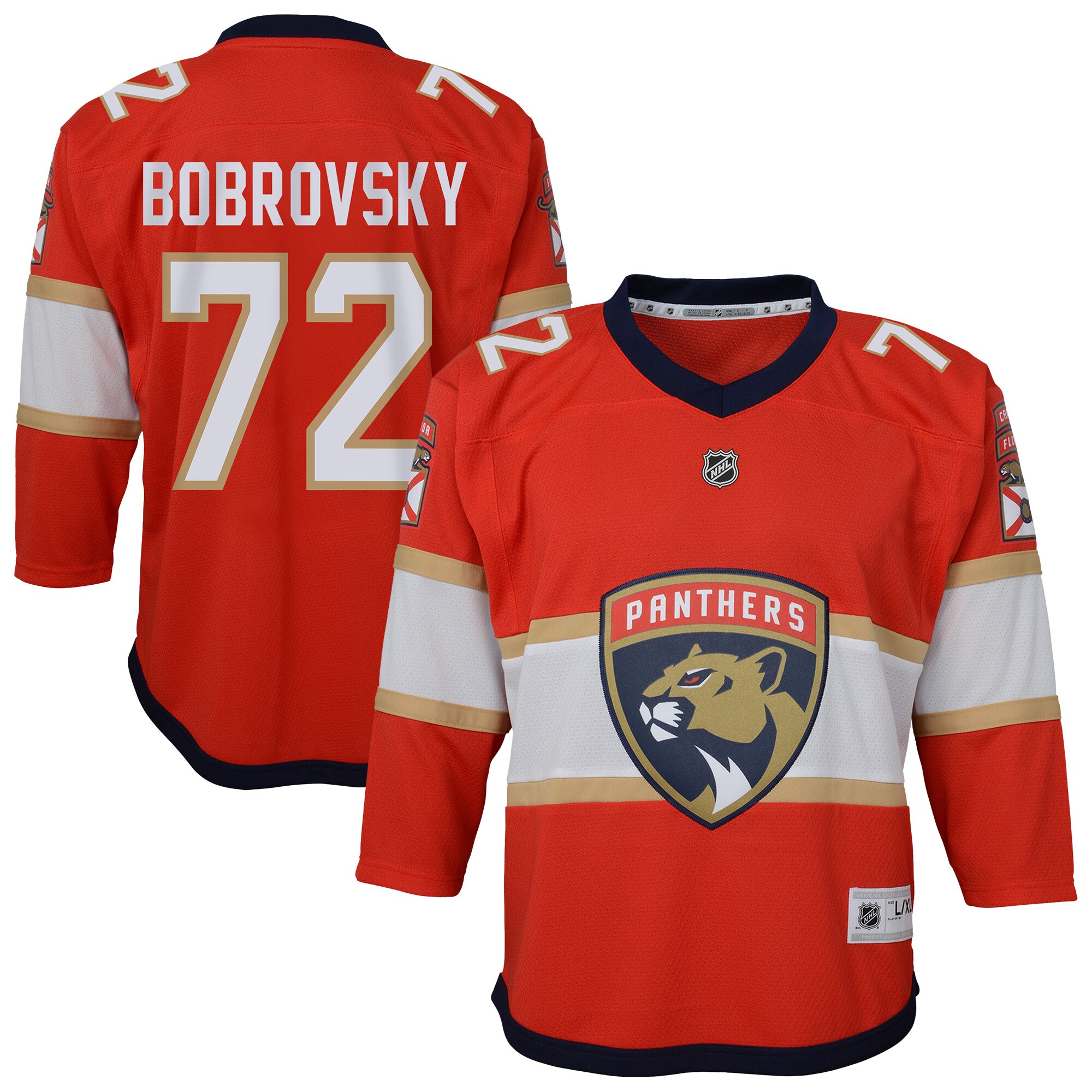 Youth Florida Panthers Sergei Bobrovsky Red Alternate Player Hockey Jersey - JS819 