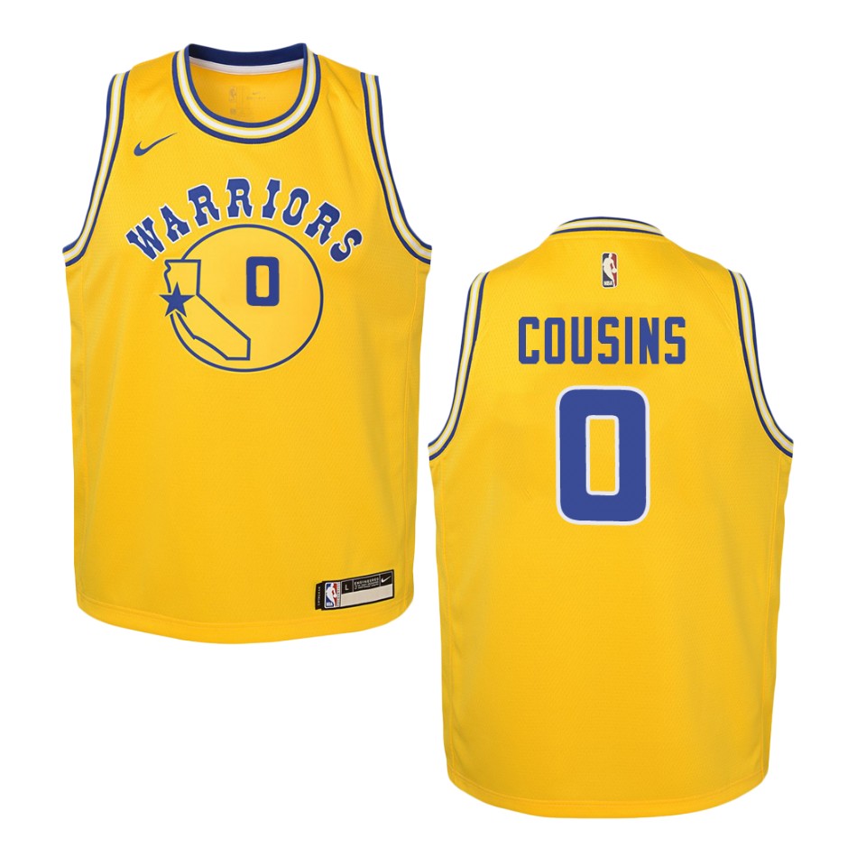 Youth Golden State Warriors #0 Demarcus Cousins Hardwood Classics Swingman Basketball Jersey - Gold