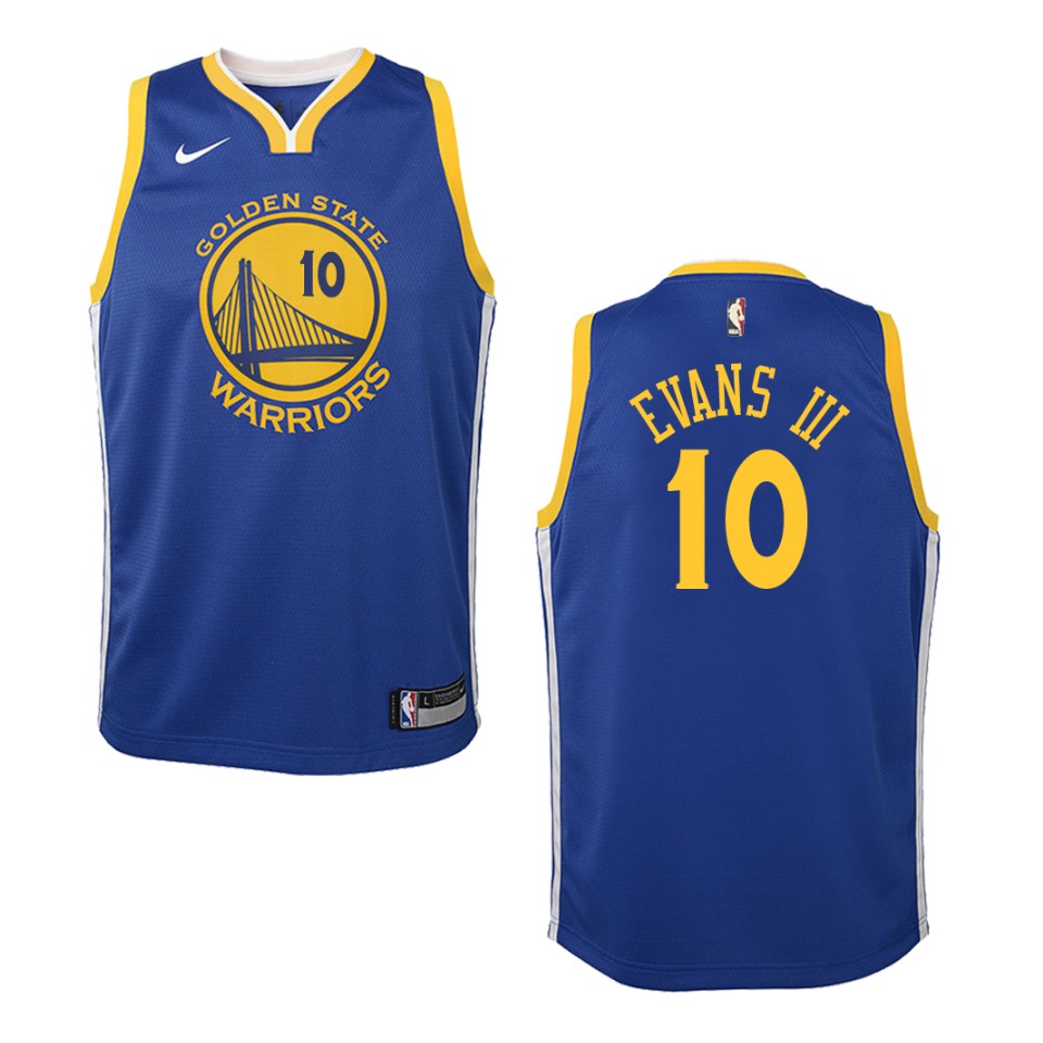 Youth Golden State Warriors #10 Jacob Evans Iii Icon Swingman Basketball Jersey - Blue