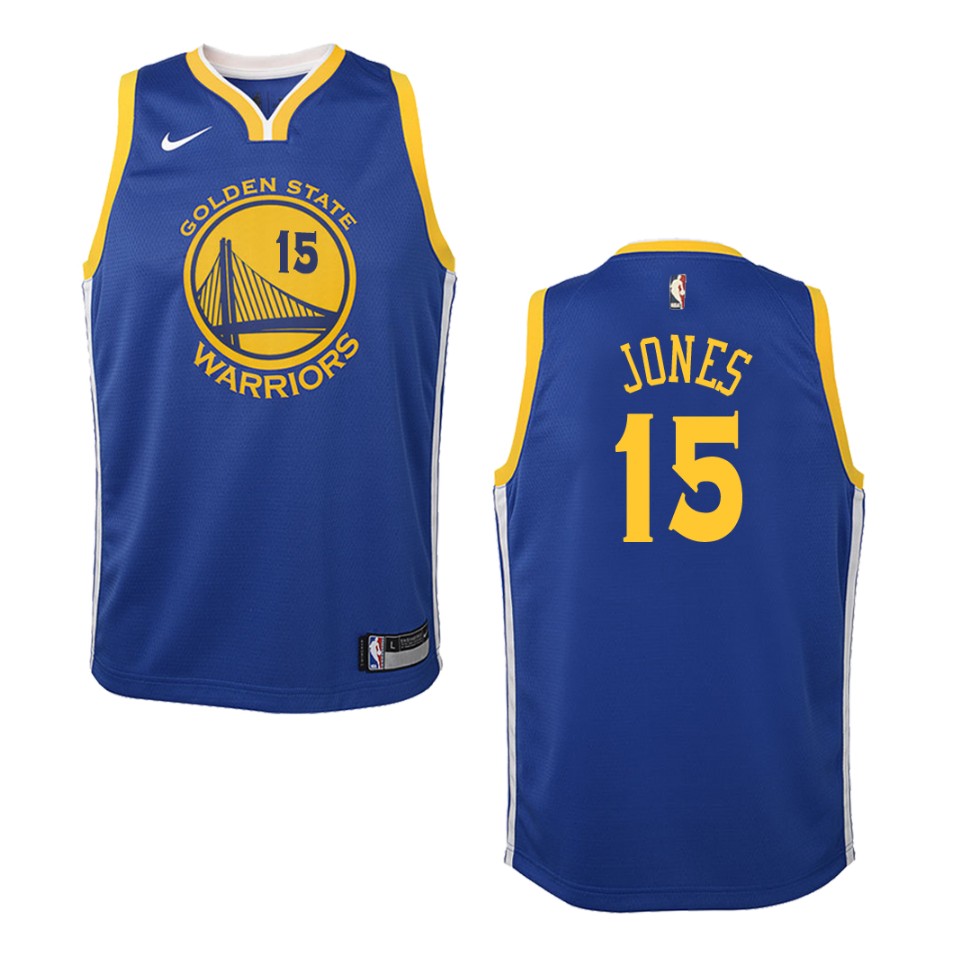 Youth Golden State Warriors #15 Damian Jones Icon Swingman Basketball Jersey - Blue