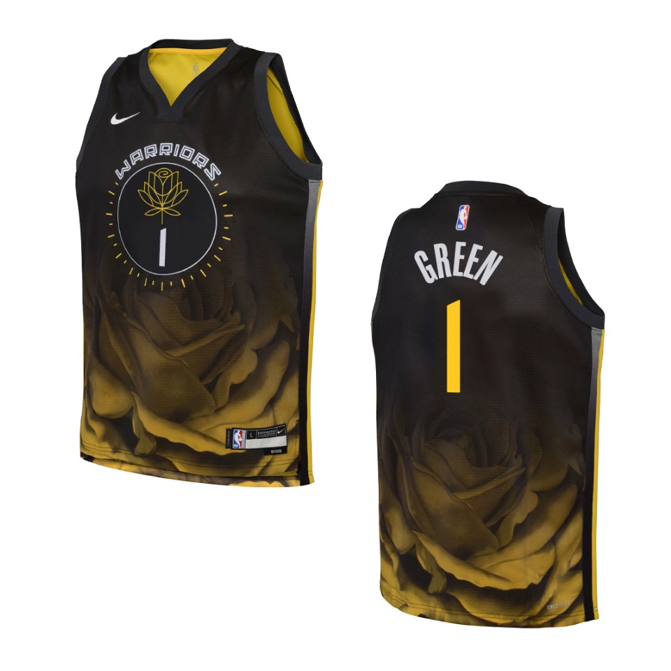 Youth Golden State Warriors 2022-23 City Edition Jamychal Green Black Basketball Jersey