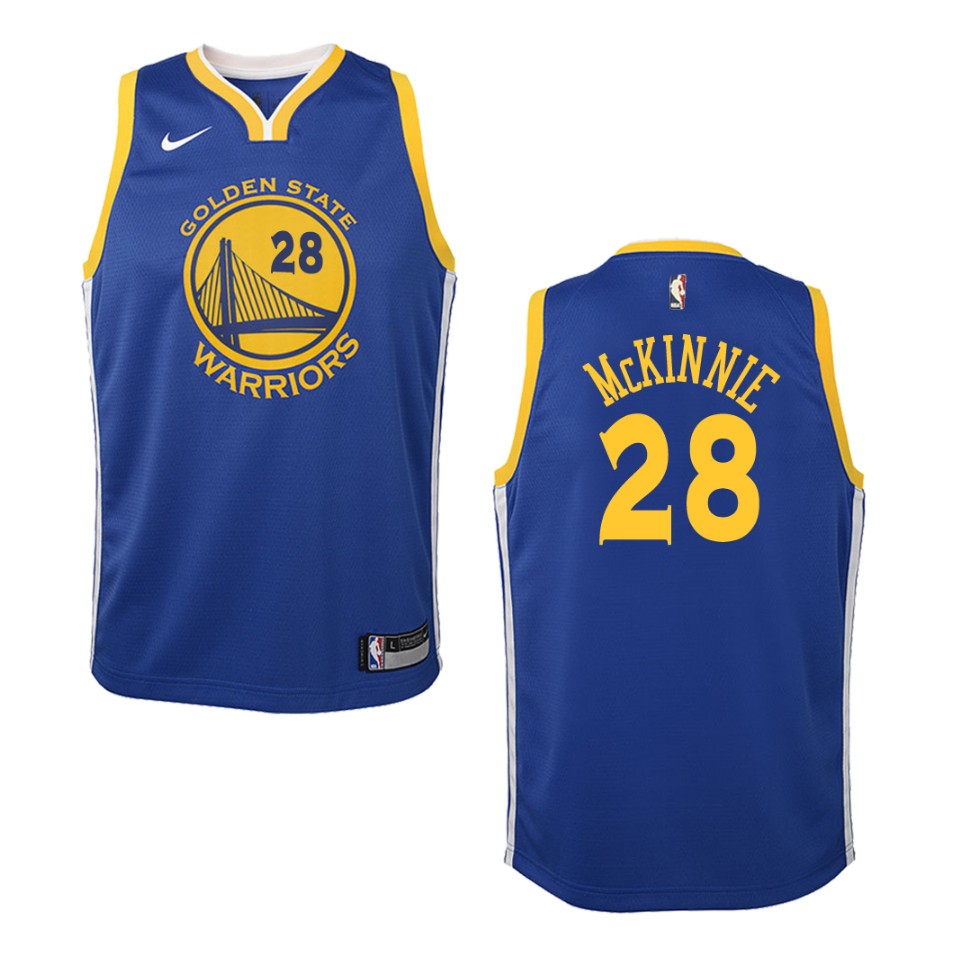 Youth Golden State Warriors #28 Alfonzo Mckinnie Icon Swingman Basketball Jersey - Blue