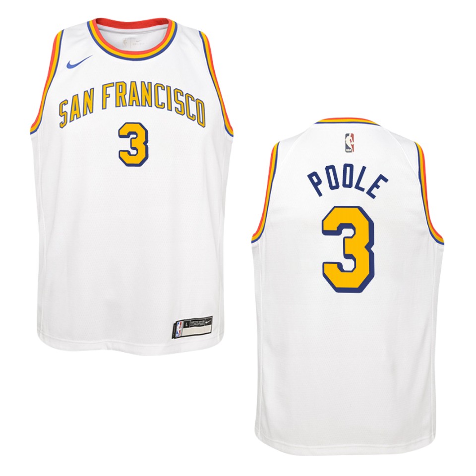 Youth Golden State Warriors #3 Jordan Poole Hardwood Classics Swingman Basketball Jersey - White