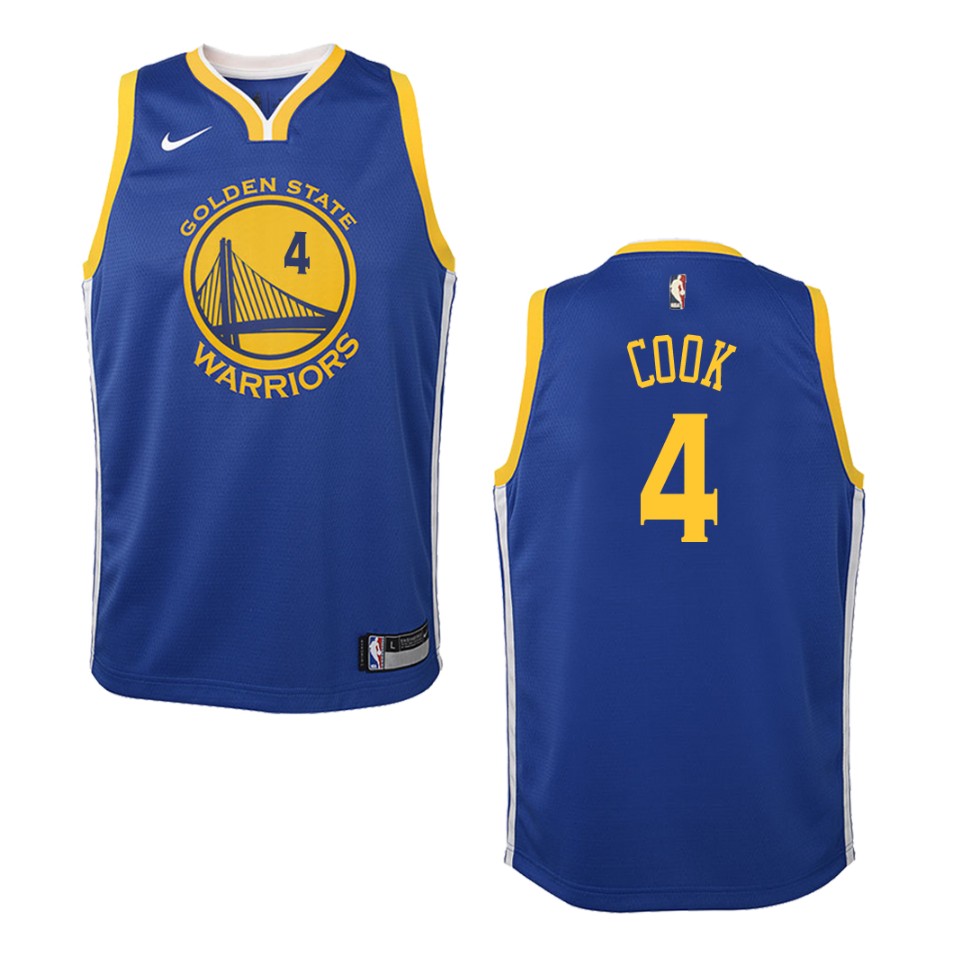Youth Golden State Warriors #4 Quinn Cook Icon Swingman Basketball Jersey - Blue