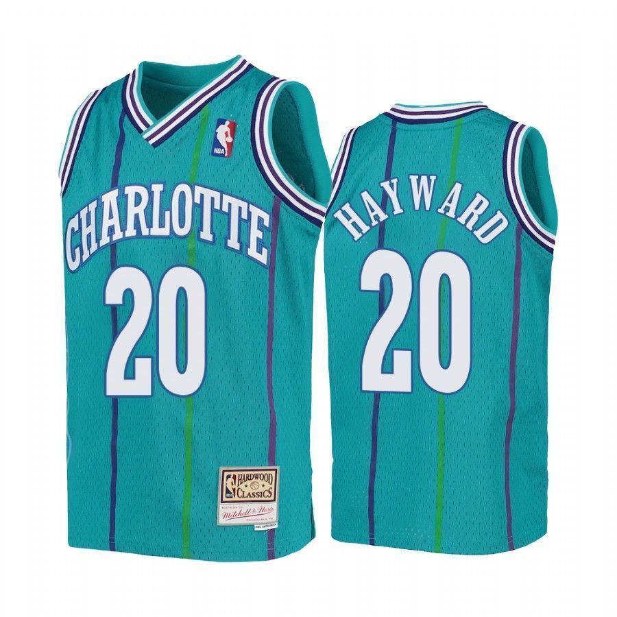 Youth Gordon Hayward Charlotte Hornets Teal Hardwood Classics Basketball Jersey - JS597 