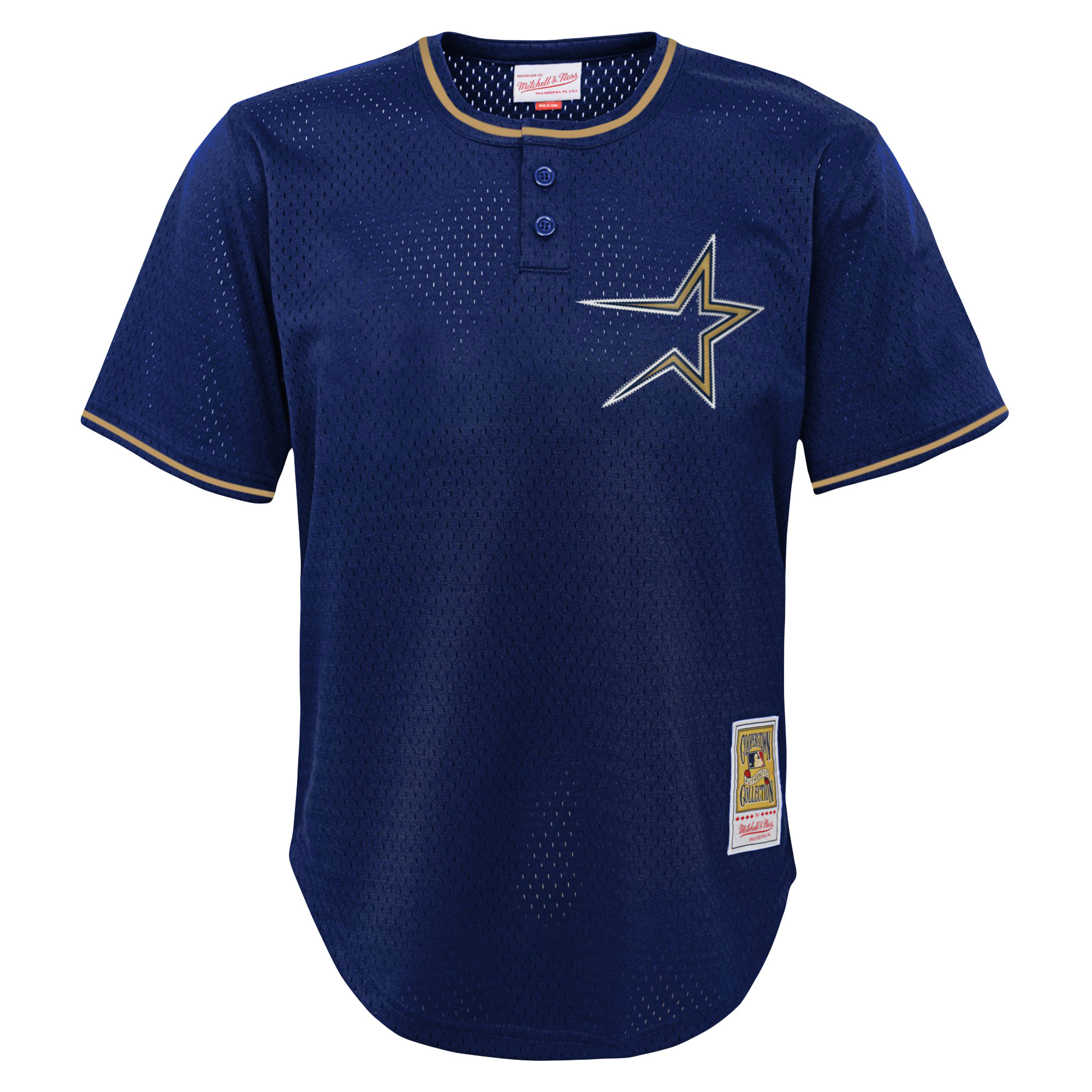 Alternative view of Youth Houston Astros Craig Biggio Mitchell & Ness Navy Cooperstown Collection Mesh Batting Practice Baseball Jersey 