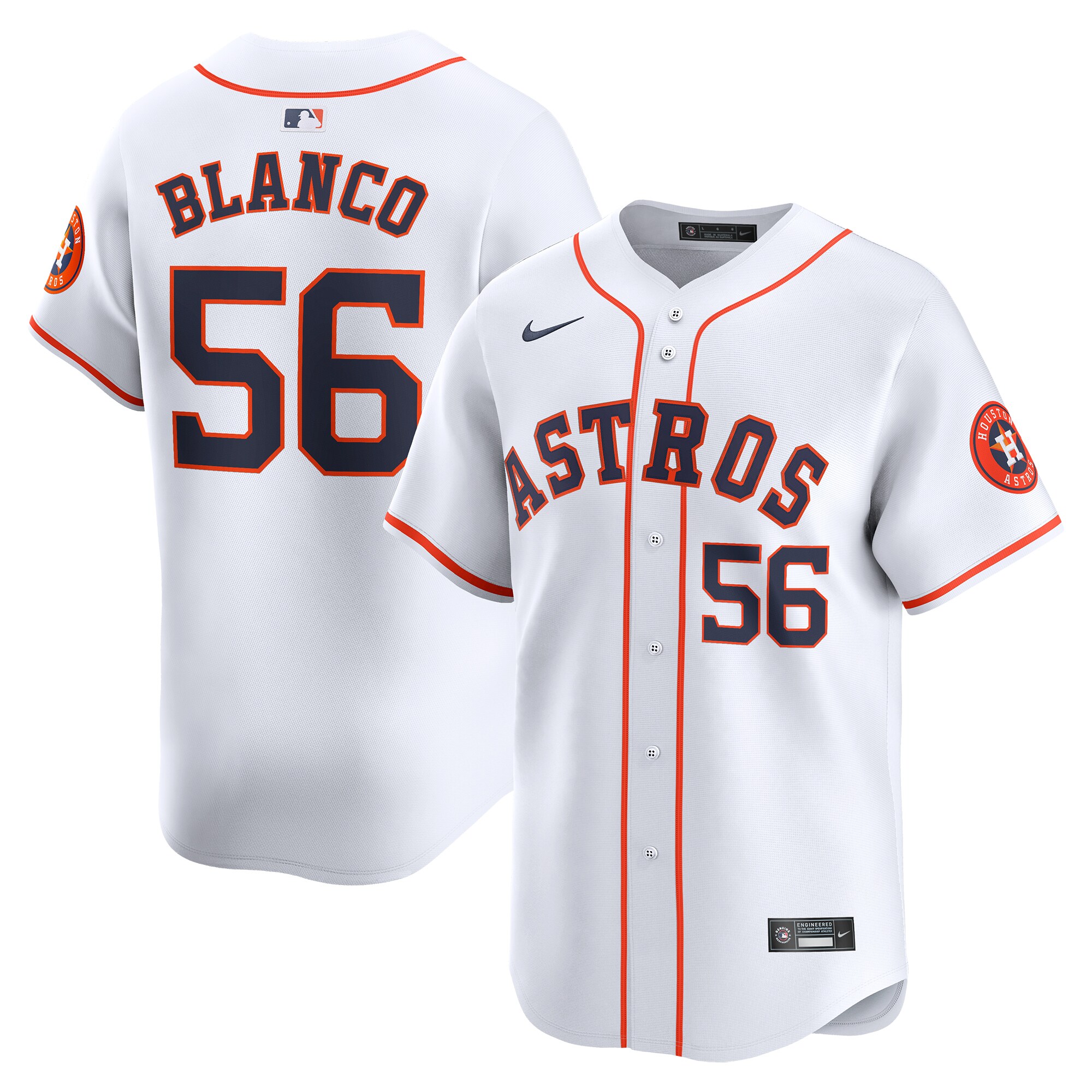 Youth Houston Astros Ronel Blanco White Home Limited Player Baseball Jersey 