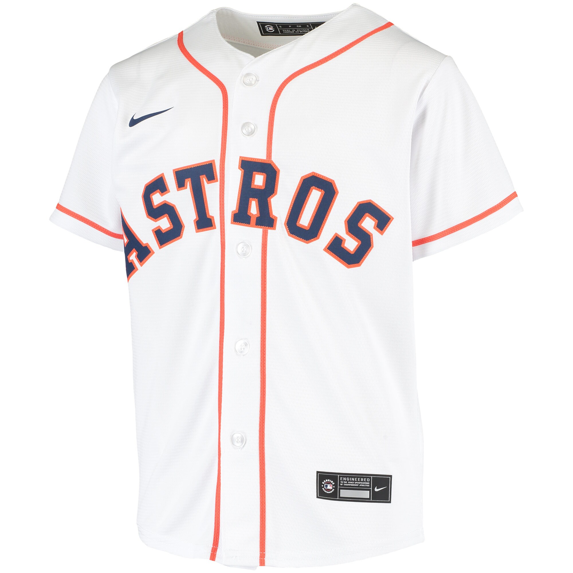 Alternative view of Youth Houston Astros White Home Team Baseball Jersey 