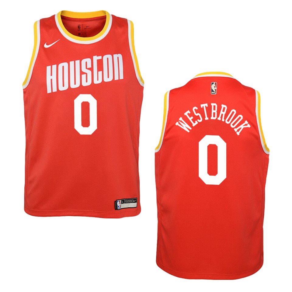 Youth Houston Rockets #0 Russell Westbrook Hardwood Classics Swingman Basketball Jersey - Red