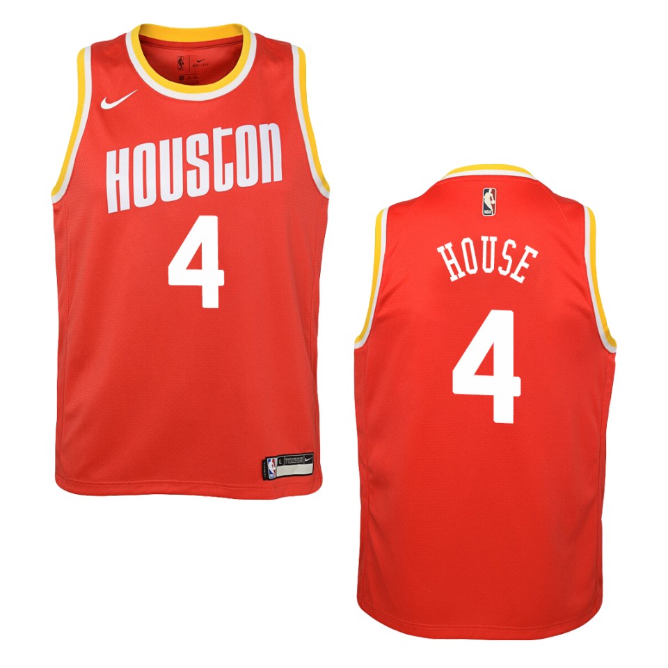Youth Houston Rockets #4 Danuel House Hardwood Classics Swingman Basketball Jersey - Red
