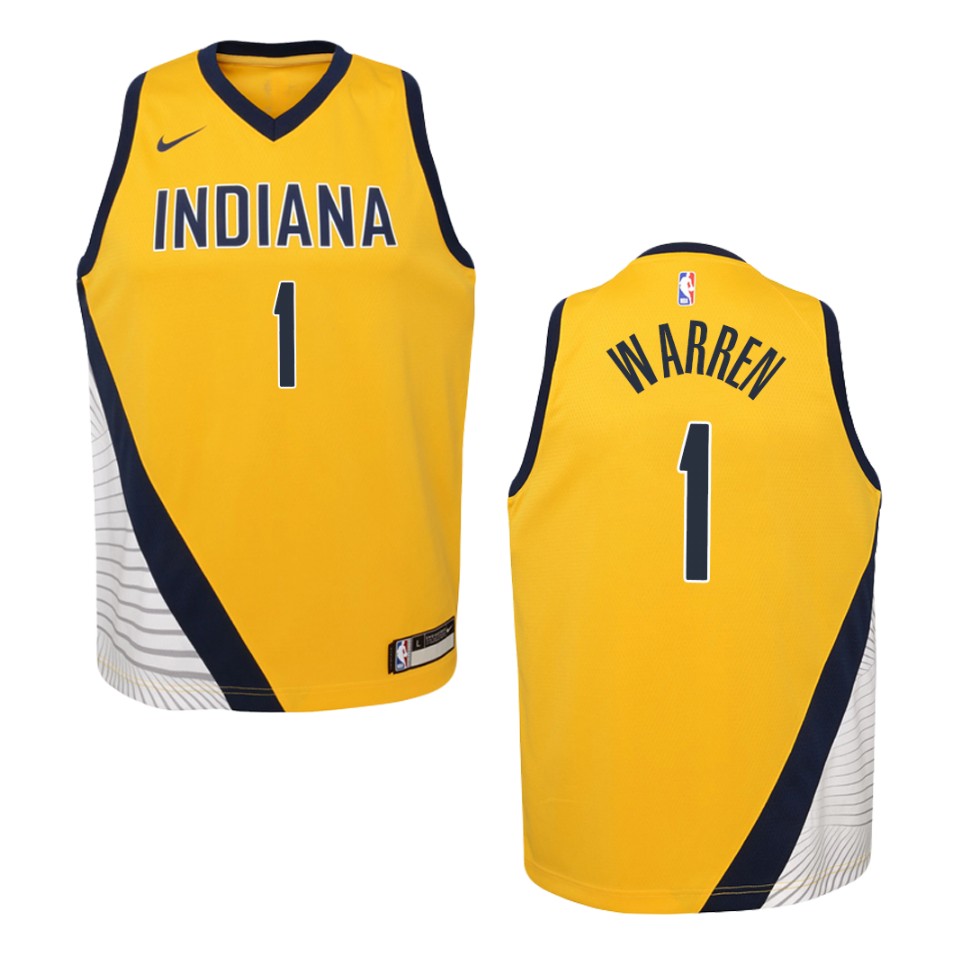 Youth Indiana Pacers #1 T.j. Warren Statement Swingman Basketball Jersey - Gold