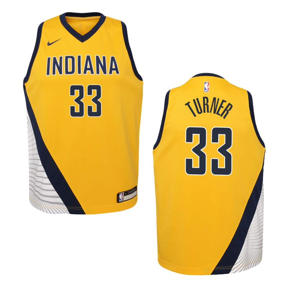 Youth Indiana Pacers #33 Myles Turner Statement Swingman Basketball Jersey - Gold