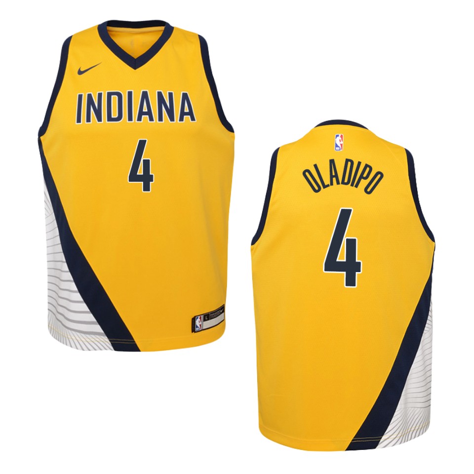 Youth Indiana Pacers #4 Victor Oladipo Statement Swingman Basketball Jersey - Gold