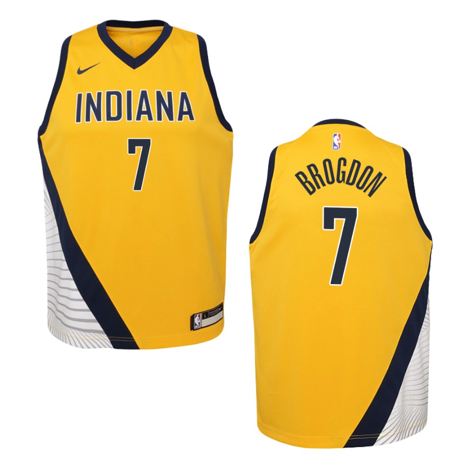 Youth Indiana Pacers #7 Malcolm Brogdon Statement Swingman Basketball Jersey - Gold