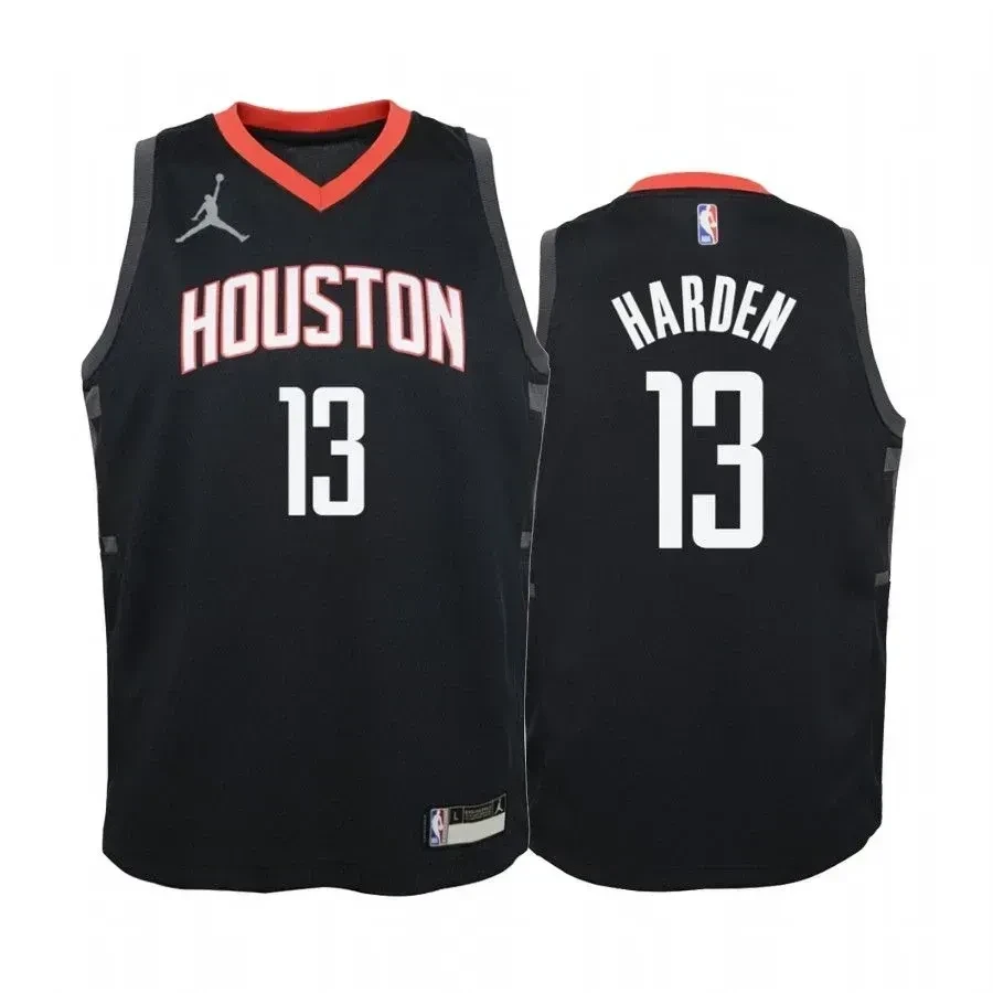 Youth James Harden Houston Rockets Black Statet Basketball Jersey - JS663 