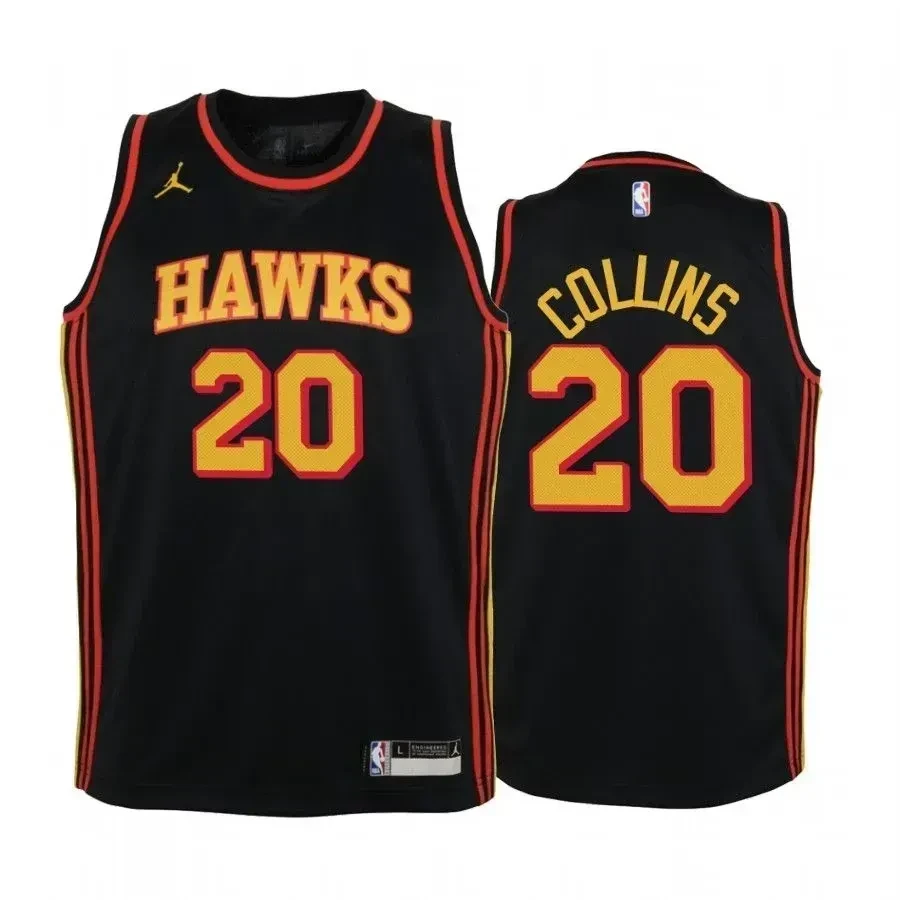 Youth John Collins Atlanta Hawks Black Statet Basketball Jersey Jumpman - JS917 