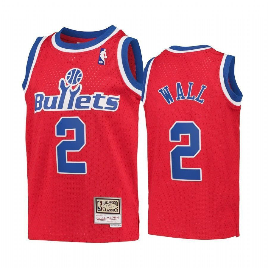 Youth John Wall Washington Wizards Kids Red Hardwood Classics Basketball Jersey - JS752