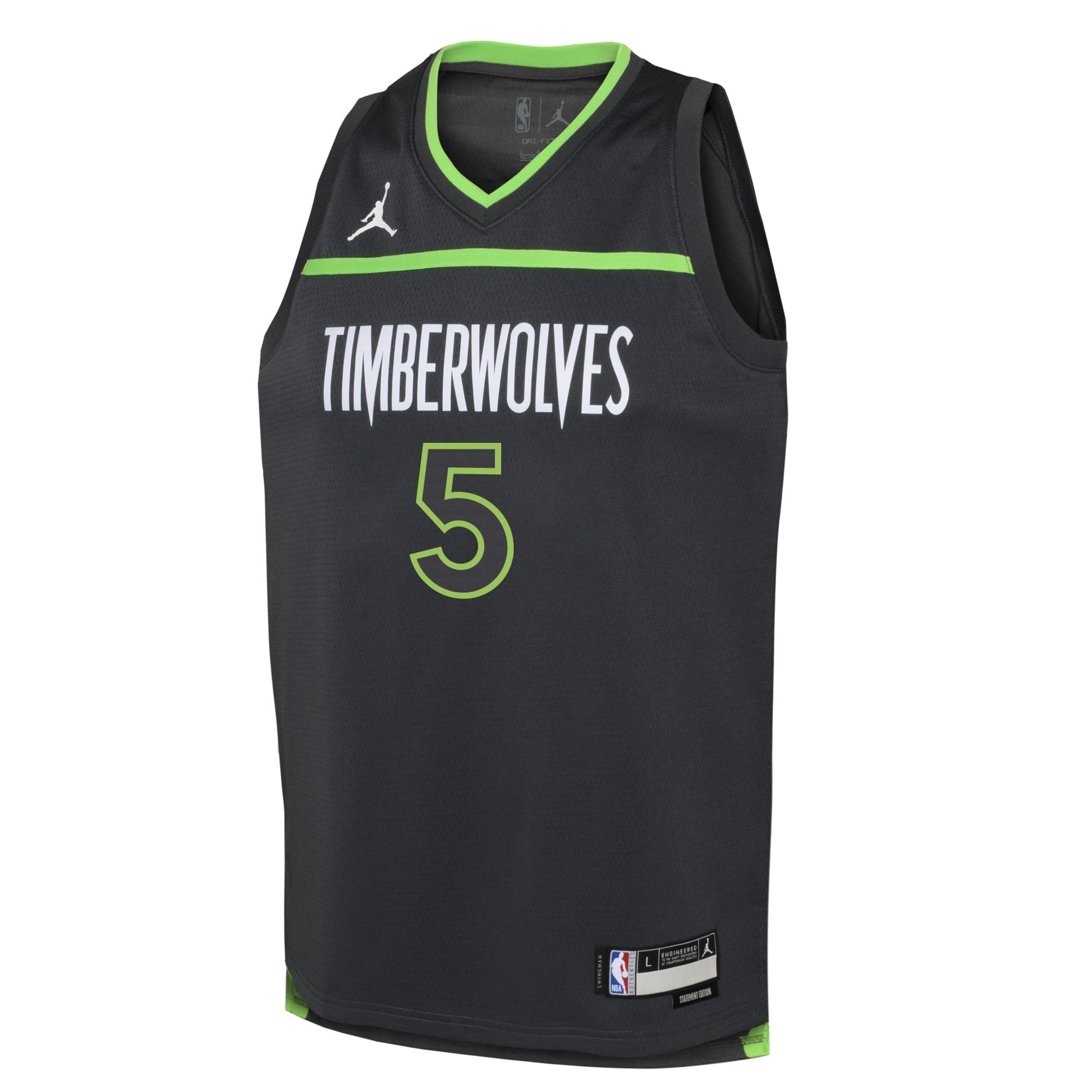 Alternative view of Youth Jordan Brand Anthony Edwards Black Minnesota Timberwolves Swingman Basketball Jersey - Statement Edition - JS827 