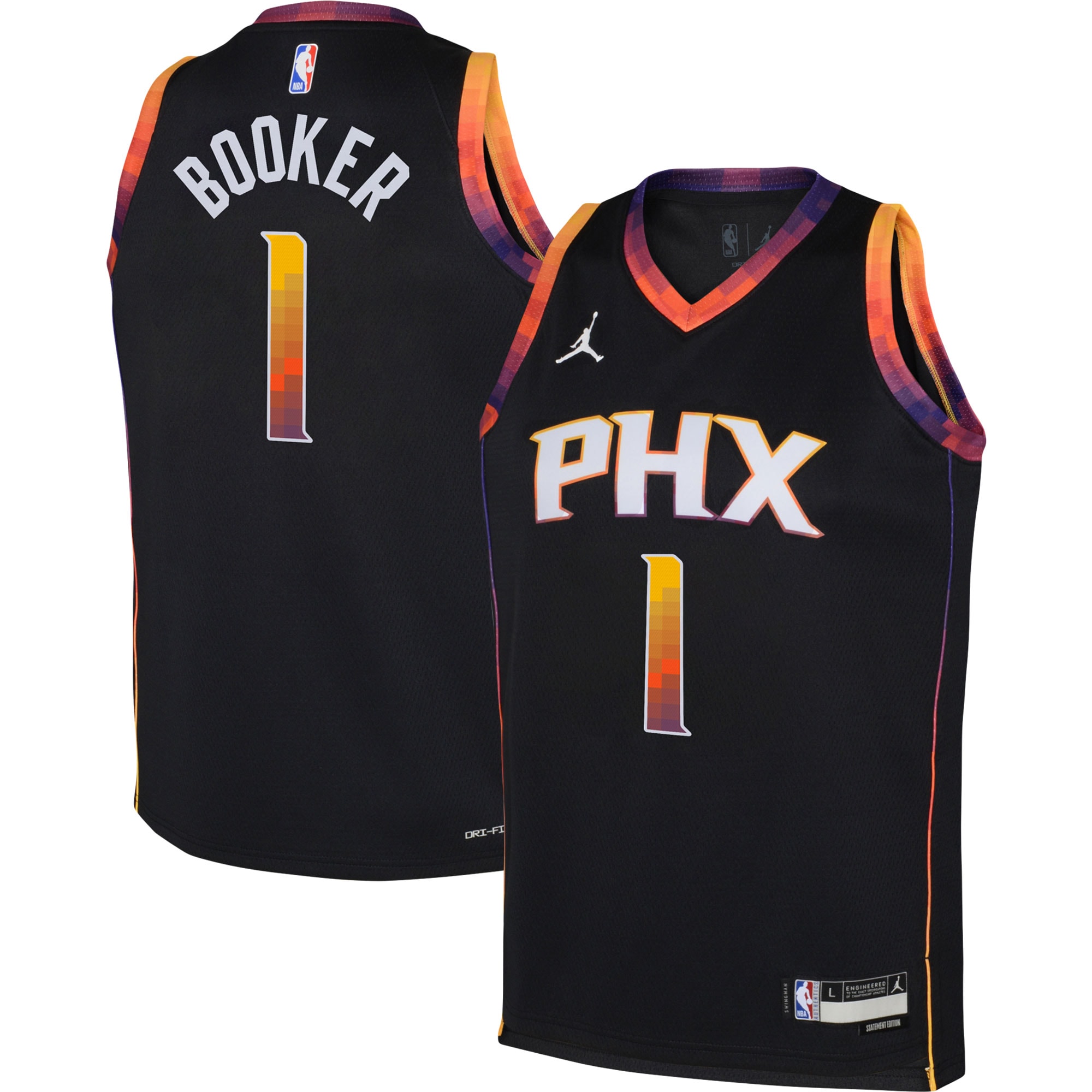 Youth Jordan Brand Devin Booker Black Phoenix Suns Swingman Basketball Jersey - Statement Edition - JS744 