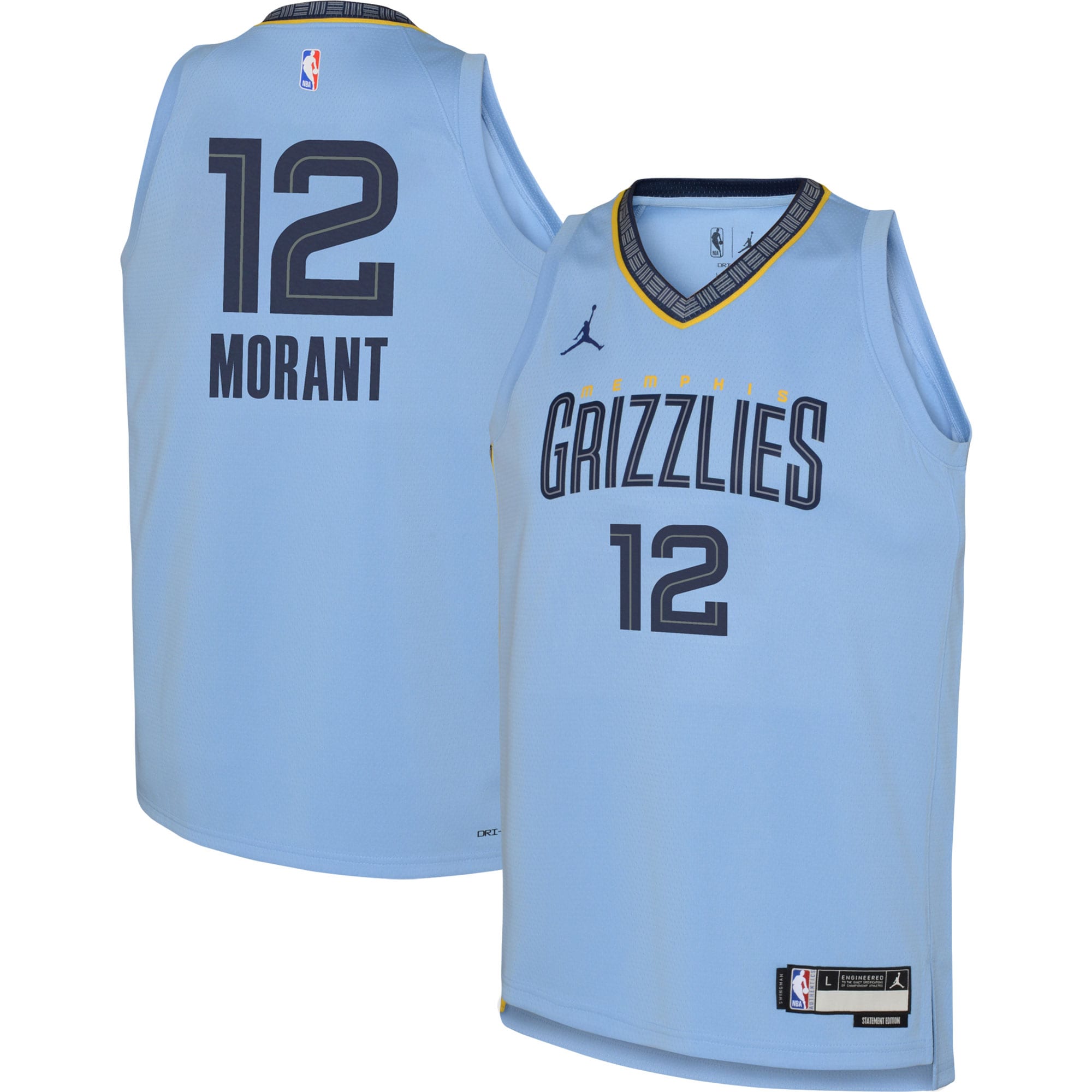 Youth Jordan Brand Ja Morant Light Blue Memphis Grizzlies Swingman Basketball Jersey - Statement Edition - JS731 