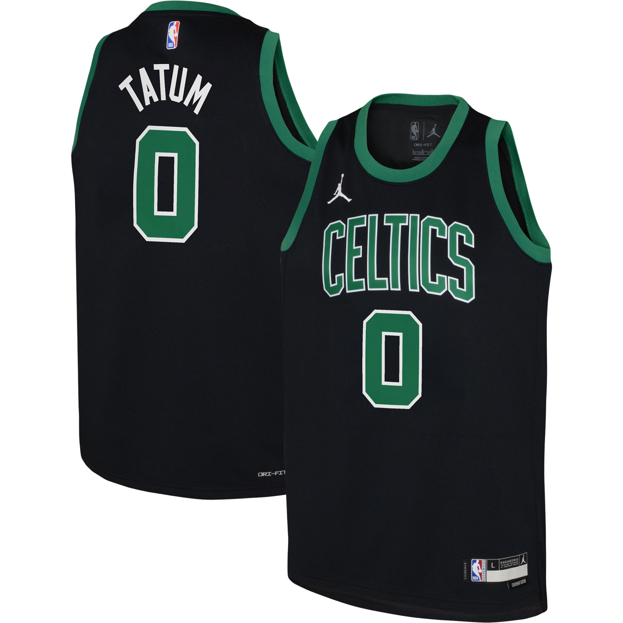 Youth Jordan Brand Jayson Tatum Black Boston Celtics Swingman Basketball Jersey - Statement Edition - JS620