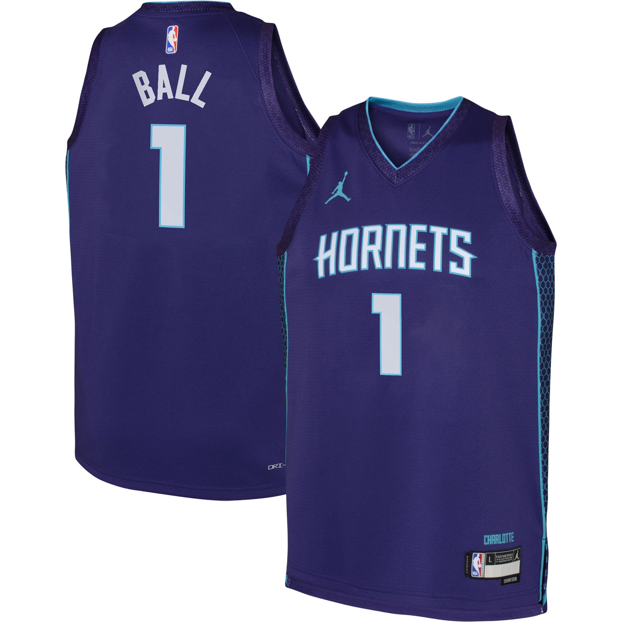 Youth Jordan Brand LaMelo Ball Purple Charlotte Hornets Swingman Basketball Jersey - Statement Edition - JS403 