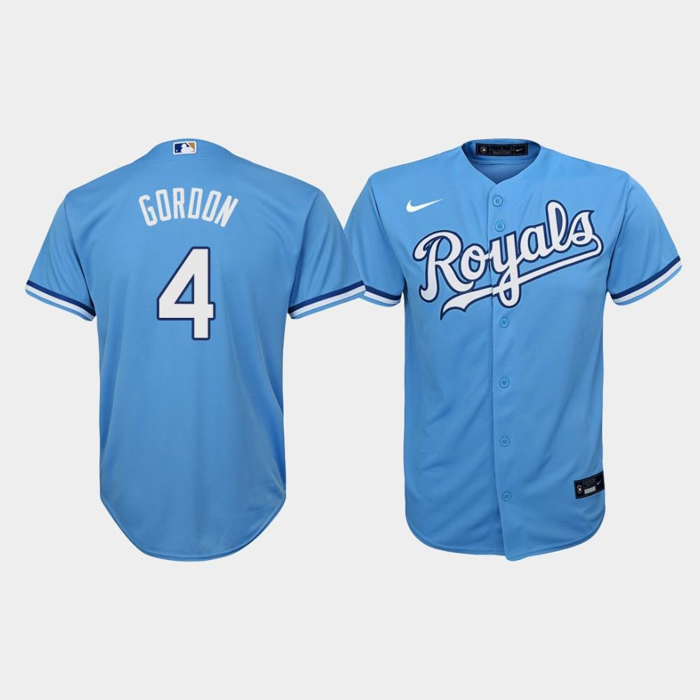Youth Kansas City Royals Alex Gordon 4 Light Blue Alternate Baseball Jersey Baseball Jersey 