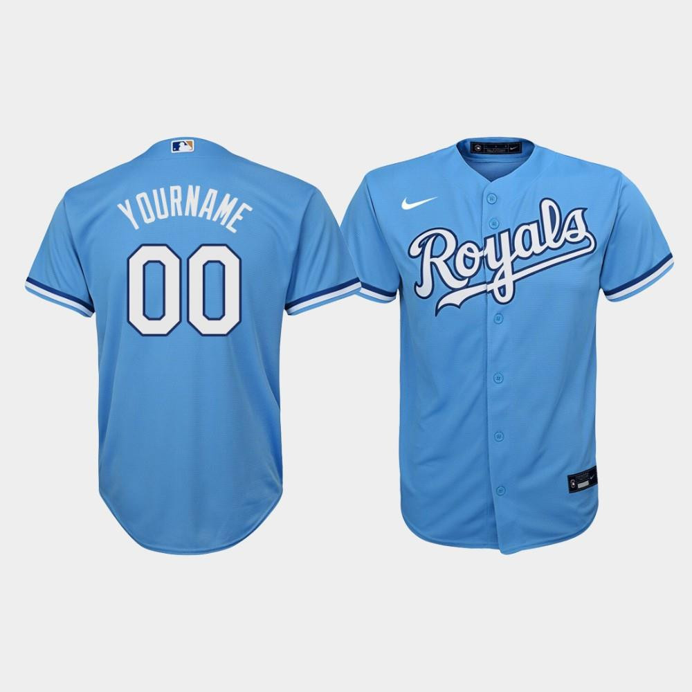 Youth Kansas City Royals Custom 00 Light Blue Alternate Baseball Jersey Baseball Jersey 