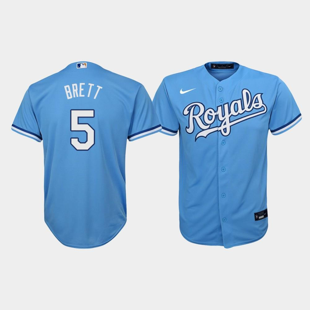 Youth Kansas City Royals George Brett 5 Light Blue Alternate Baseball Jersey Baseball Jersey 