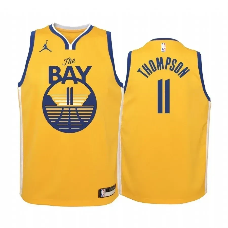 Youth Klay Thompson Golden State Warriors Yellow Statet Basketball Jersey - JS541 