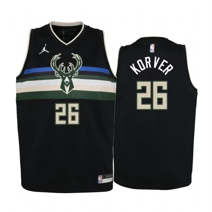 Youth Kyle Korver Milwaukee Bucks Black Statet Basketball Jersey Jumpman - JS555 