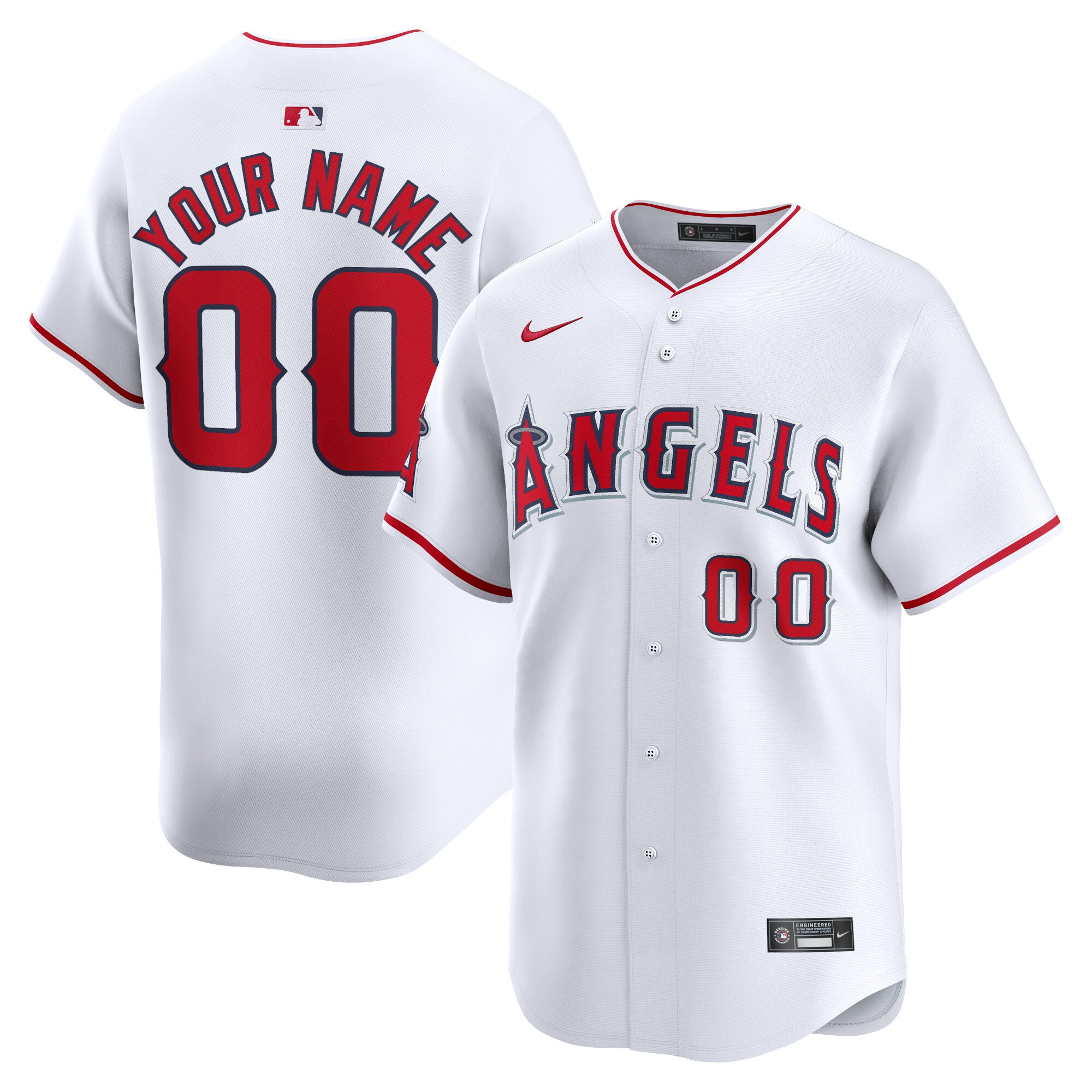 Youth Los Angeles Angels White Home Limited Custom Baseball Jersey 
