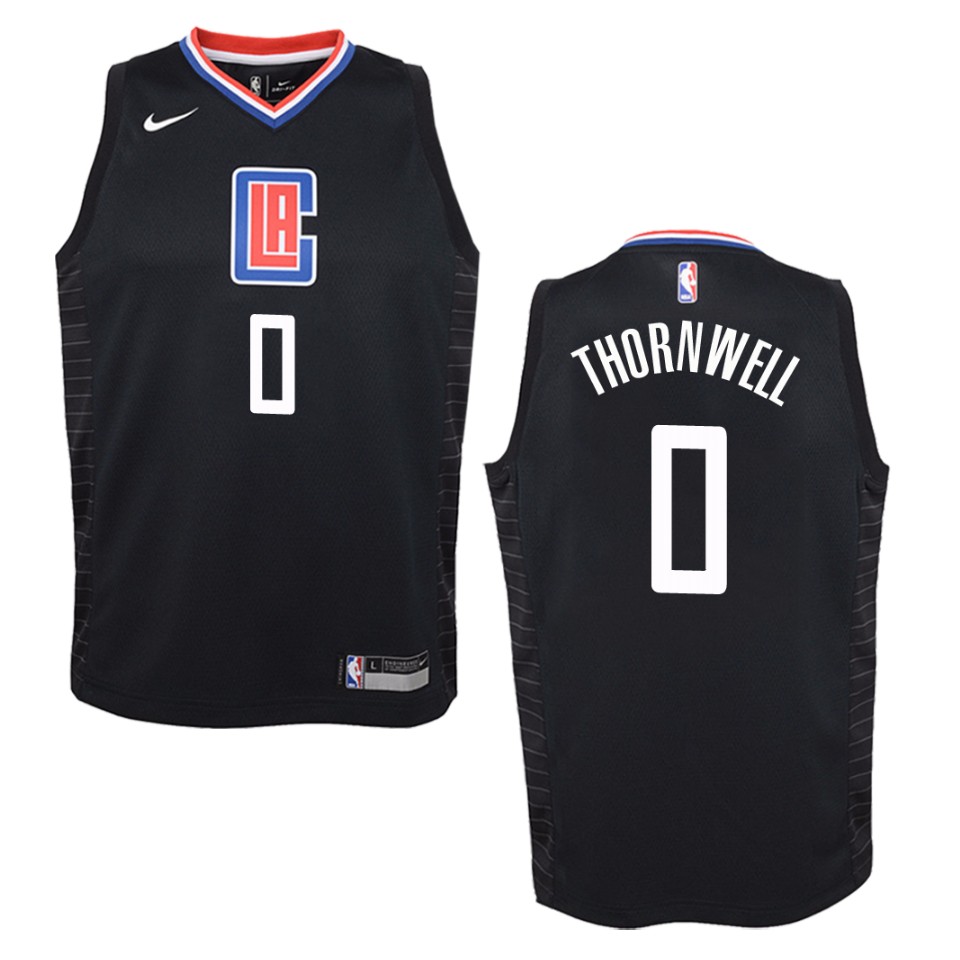 Youth Los Angeles Clippers #0 Sindarius Thornwell Statement Swingman Basketball Jersey - Black