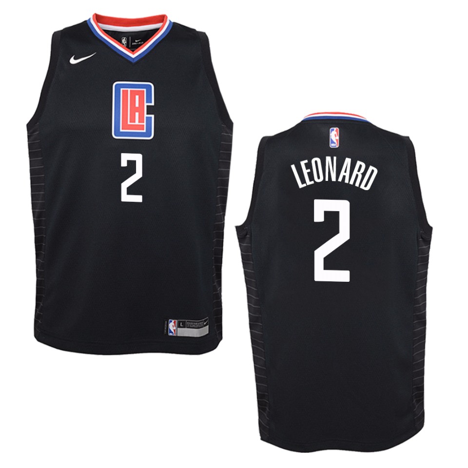 Youth Los Angeles Clippers #2 Kawhi Leonard Statement Swingman Basketball Jersey - Black