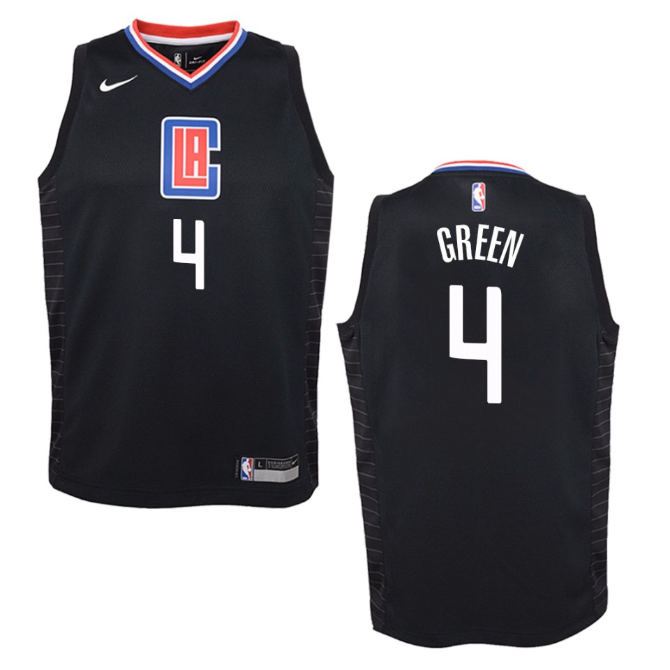 Youth Los Angeles Clippers #4 Jamychal Green Statement Swingman Basketball Jersey - Black
