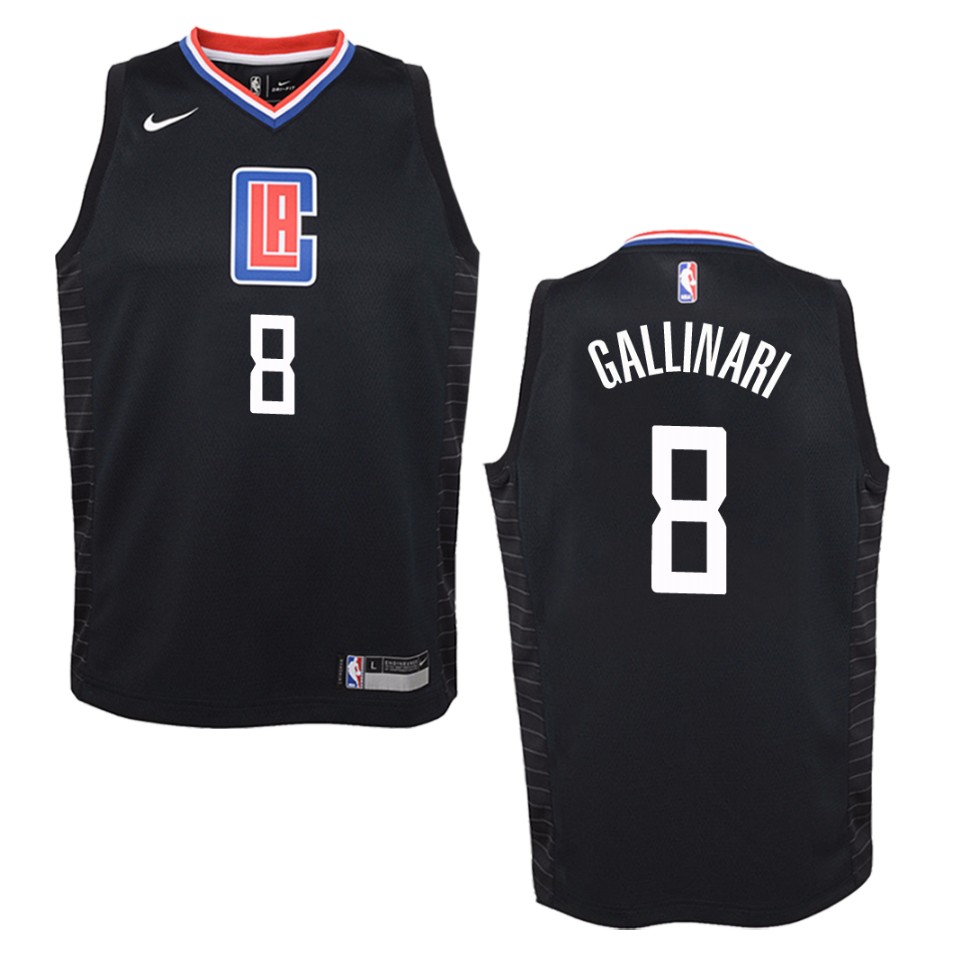Youth Los Angeles Clippers #8 Danilo Gallinari Statement Swingman Basketball Jersey - Black