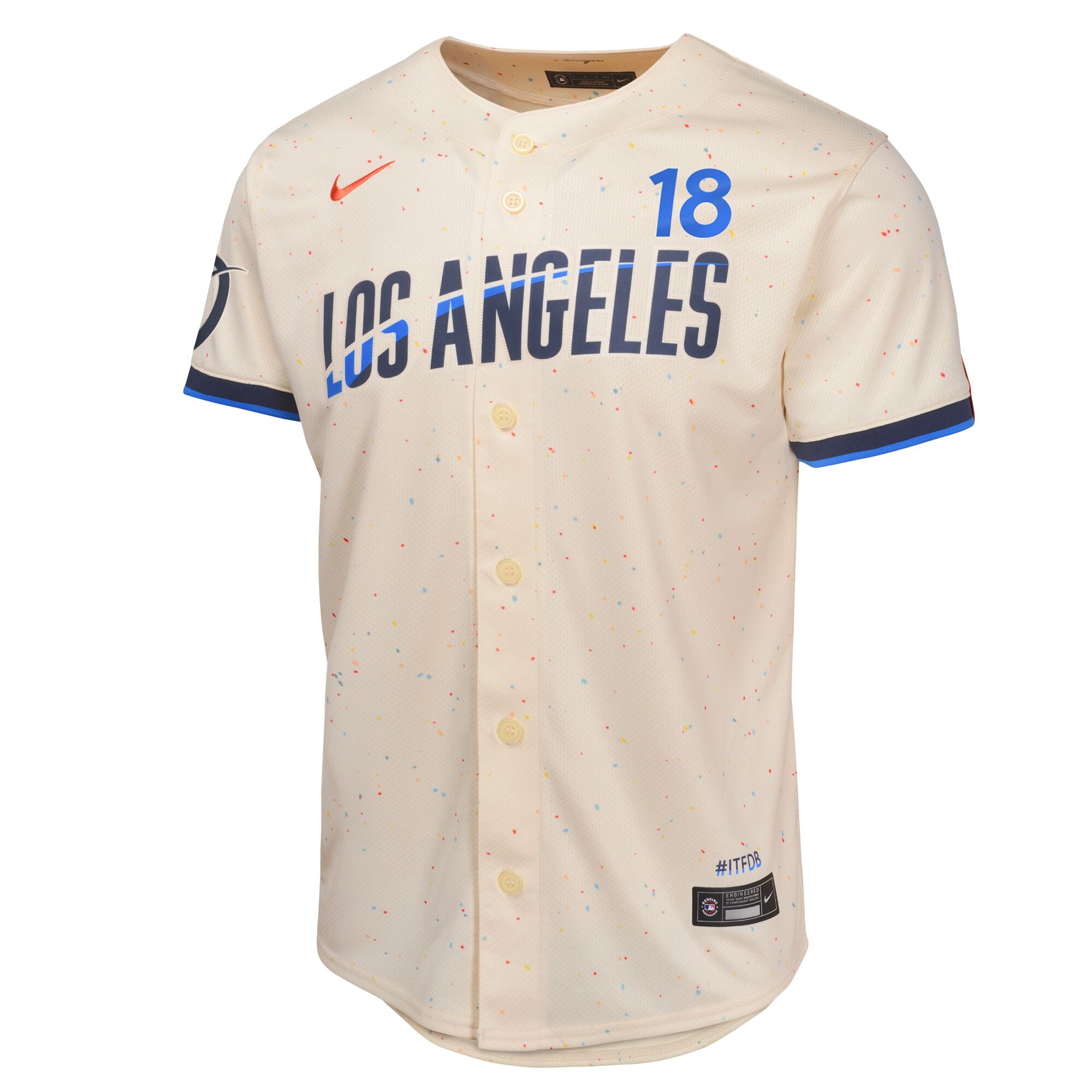 Alternative view of Youth Los Angeles Dodgers Yoshinobu Yamamoto Cream 2024 City Connect Limited Player Baseball Jersey 